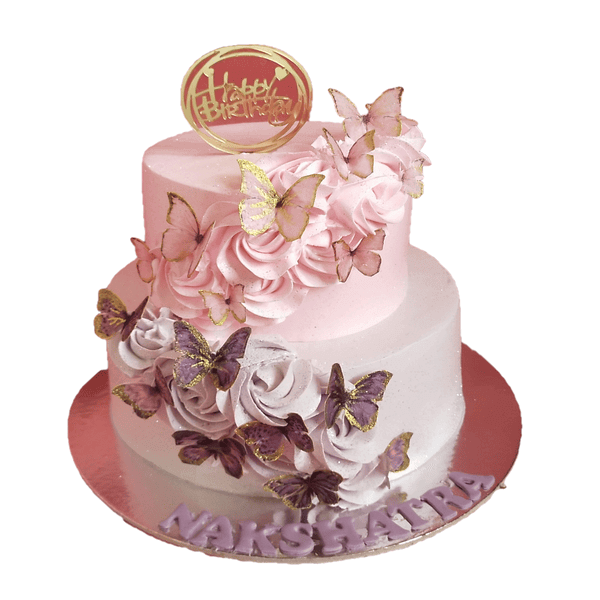Butterfly-Floral-Tier-Cake