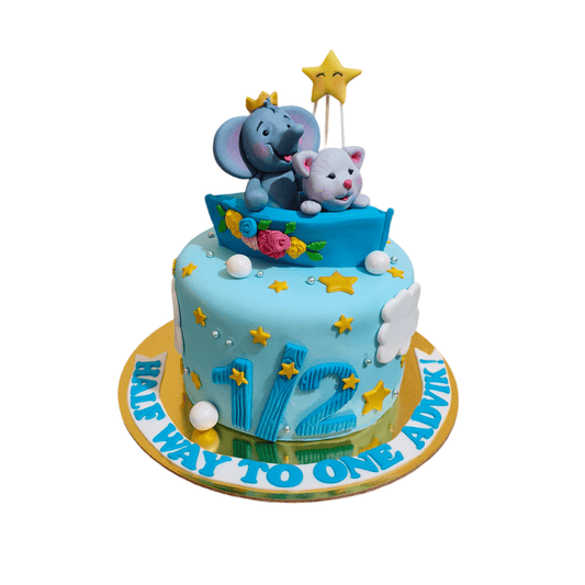 Elephant Boat Birthday Cake