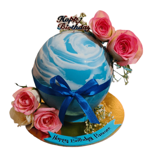 Blue Chocolate Ball Pinata Birthday Cake