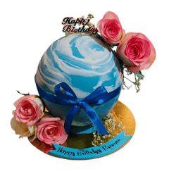 Blue Chocolate Ball Pinata Birthday Cake