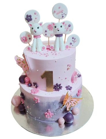 Cat and Butterfly Theme Cake