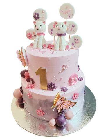 Cat and Butterfly Theme Cake - View 2