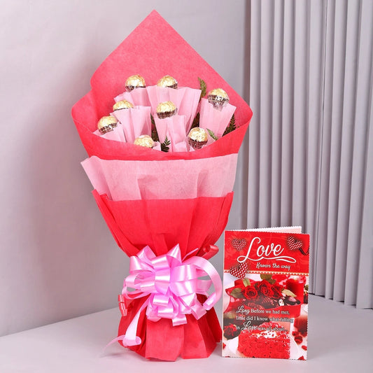 Royal Ferrero Double Layer Bouquet with Greeting Card