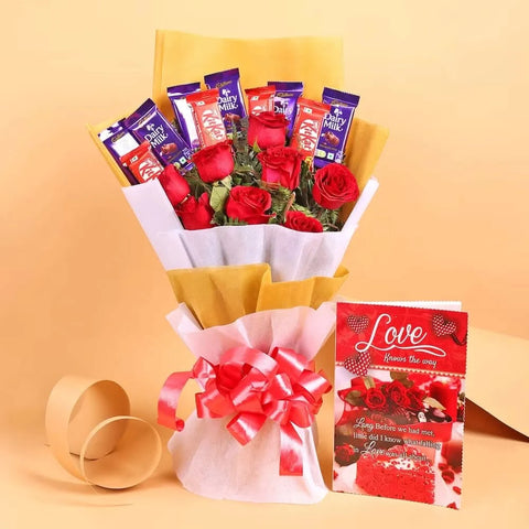 Sweet Bouquet of Chocolates Roses with Card