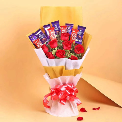 Sweet Bouquet of Chocolates Roses with Card - View 2