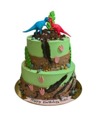 Two Tier Dinosaur Theme Cake