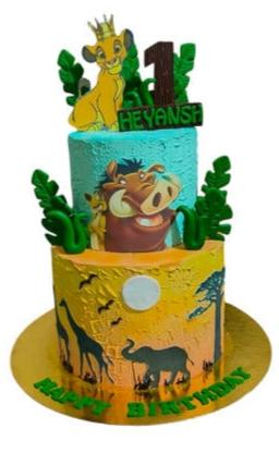 Two Tier Lion King Birthday Cake