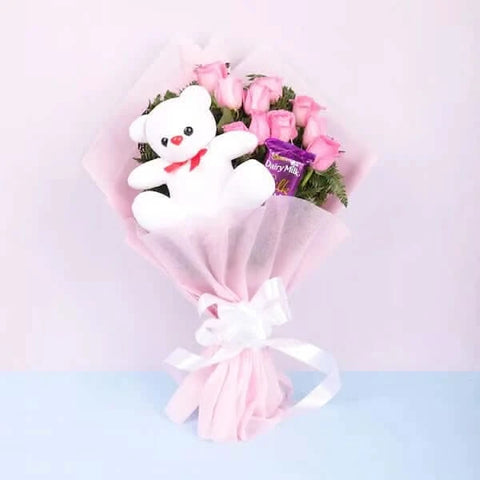 Wonderful Pink Roses Display Bouquet