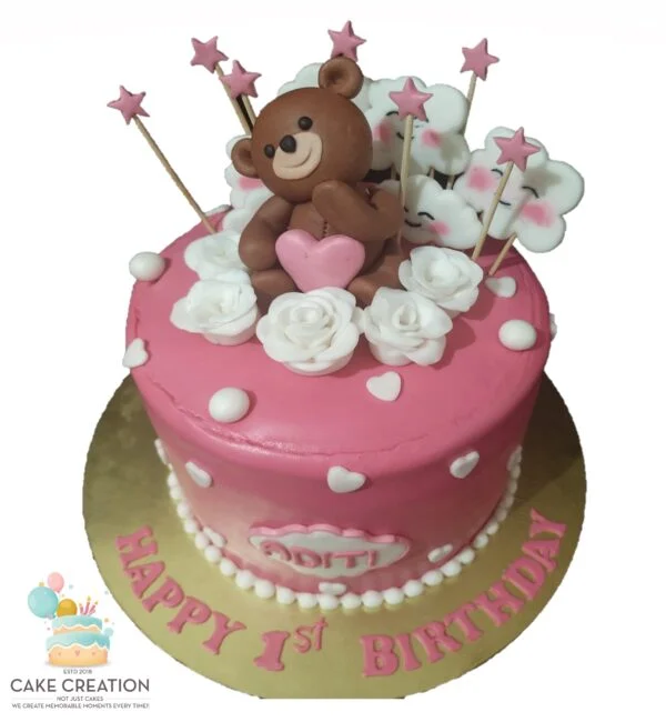 Teddy Bear Cake for First Birthday Party