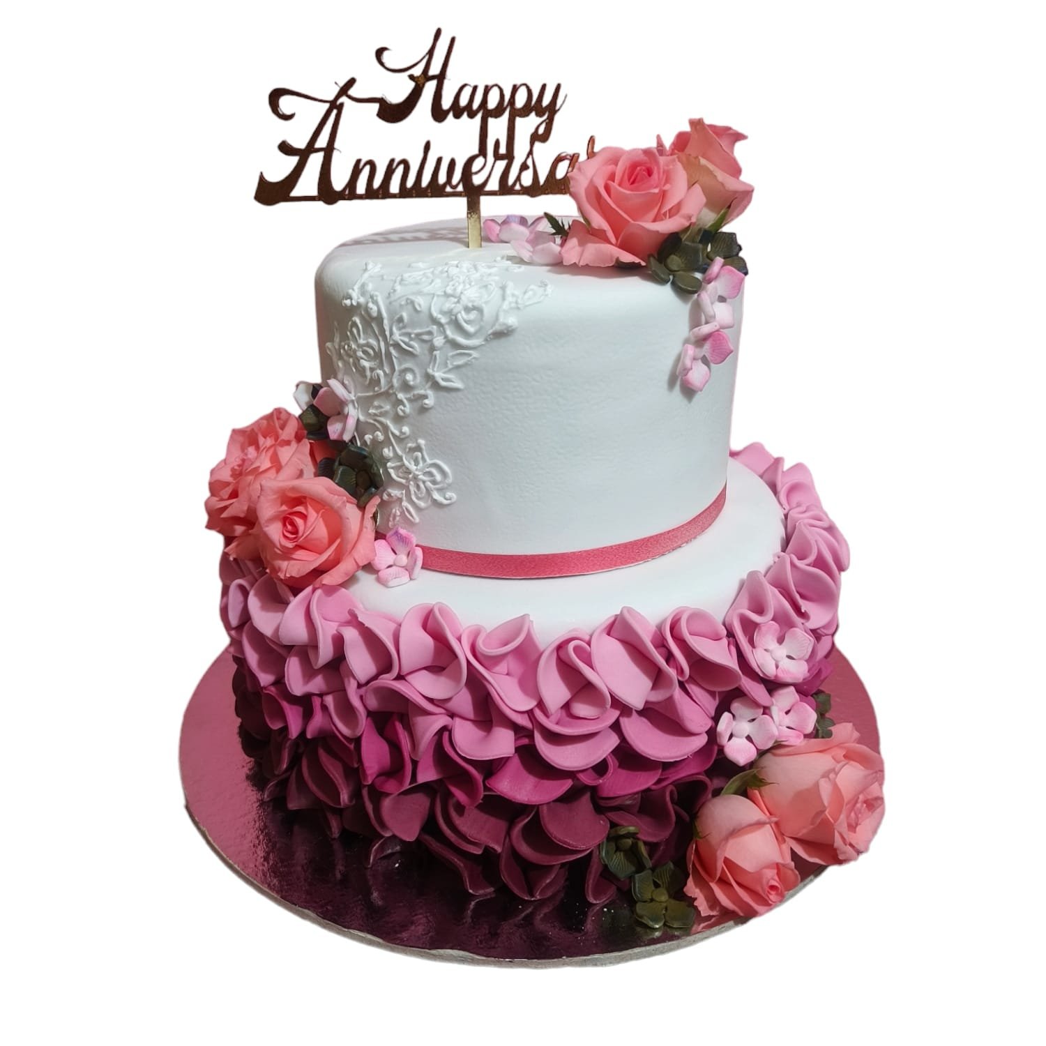 Buy/Send 50th Two Tier Anniversary Cake Online - OyeGifts